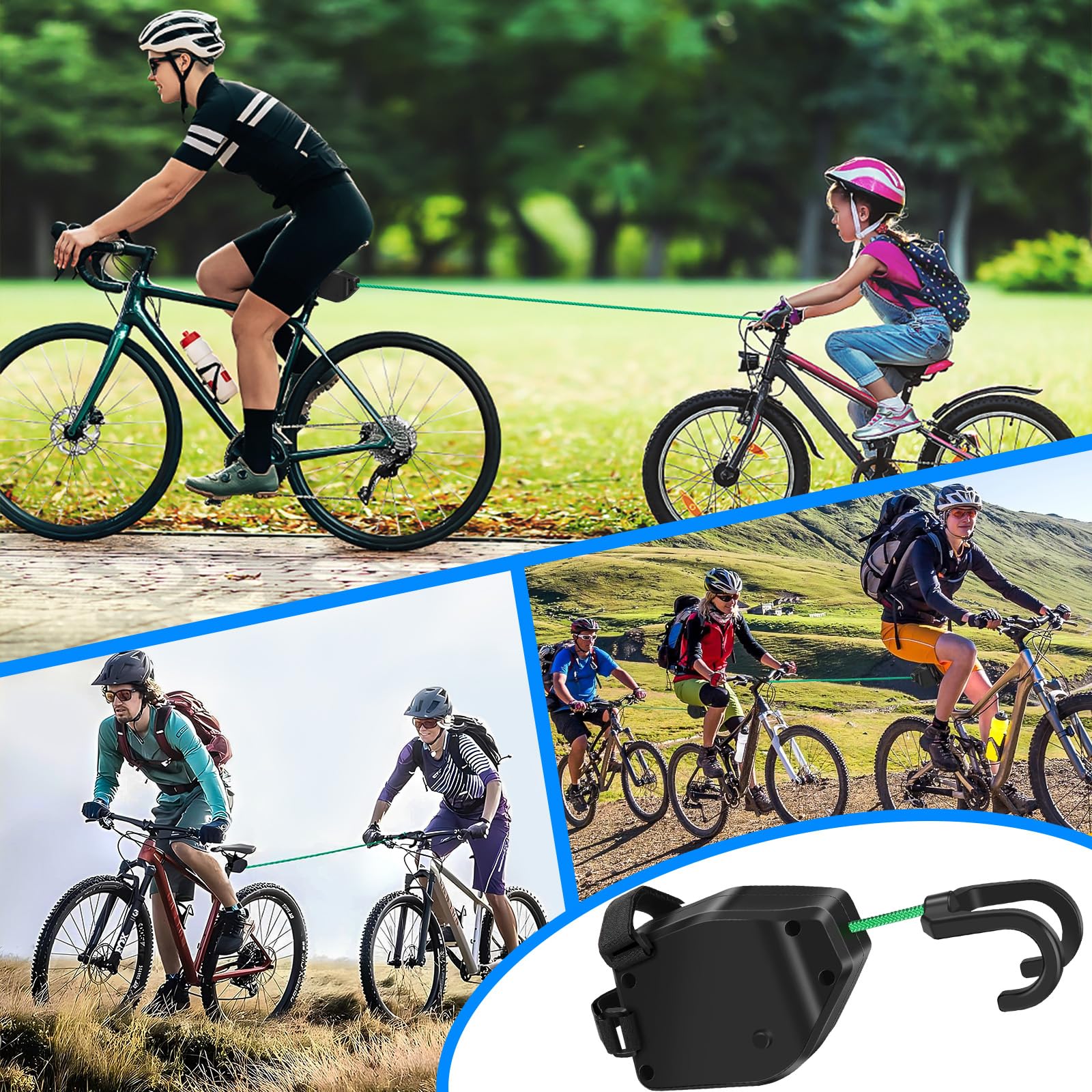 Corda di Traino per Biciclette per Bambini 2.5M Fune Traino Bici Bambino Extra Robusta Leggera Bar Trazione Velo Bambino MTB E-Bike