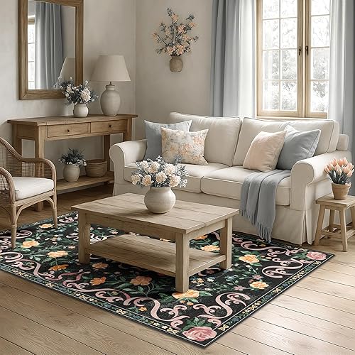 Vista 105 de Alfombras pequeñas de 2 x 3 pulgadas para entrada, alfombra bohemia verde para baño, pasillo, alfombra de cocina vintage, antideslizante, lavable