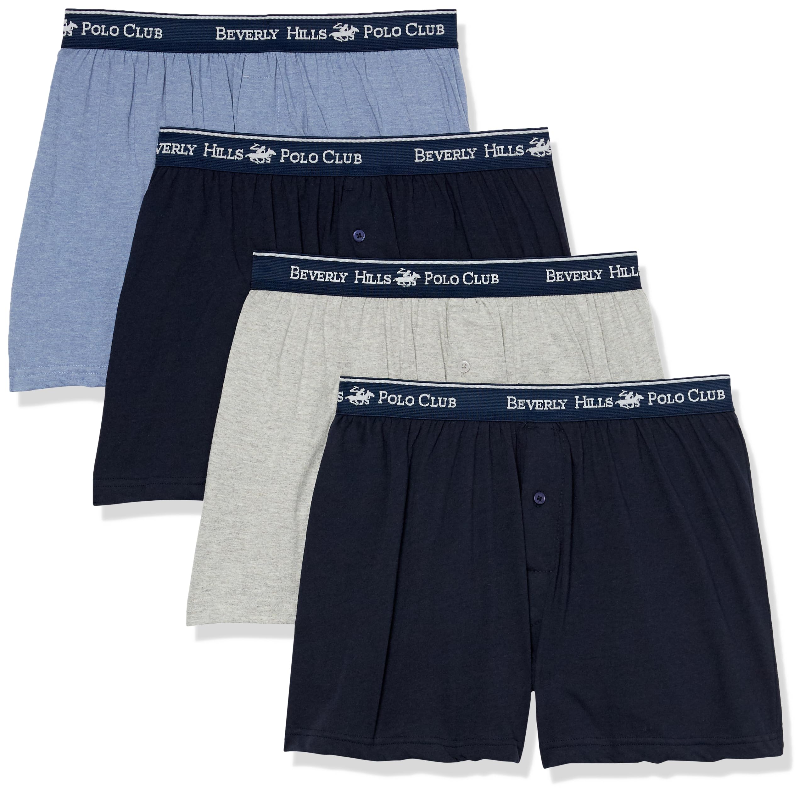 Men's Knit Boxer Shorts 4 Pack, Cotton Loose Fit