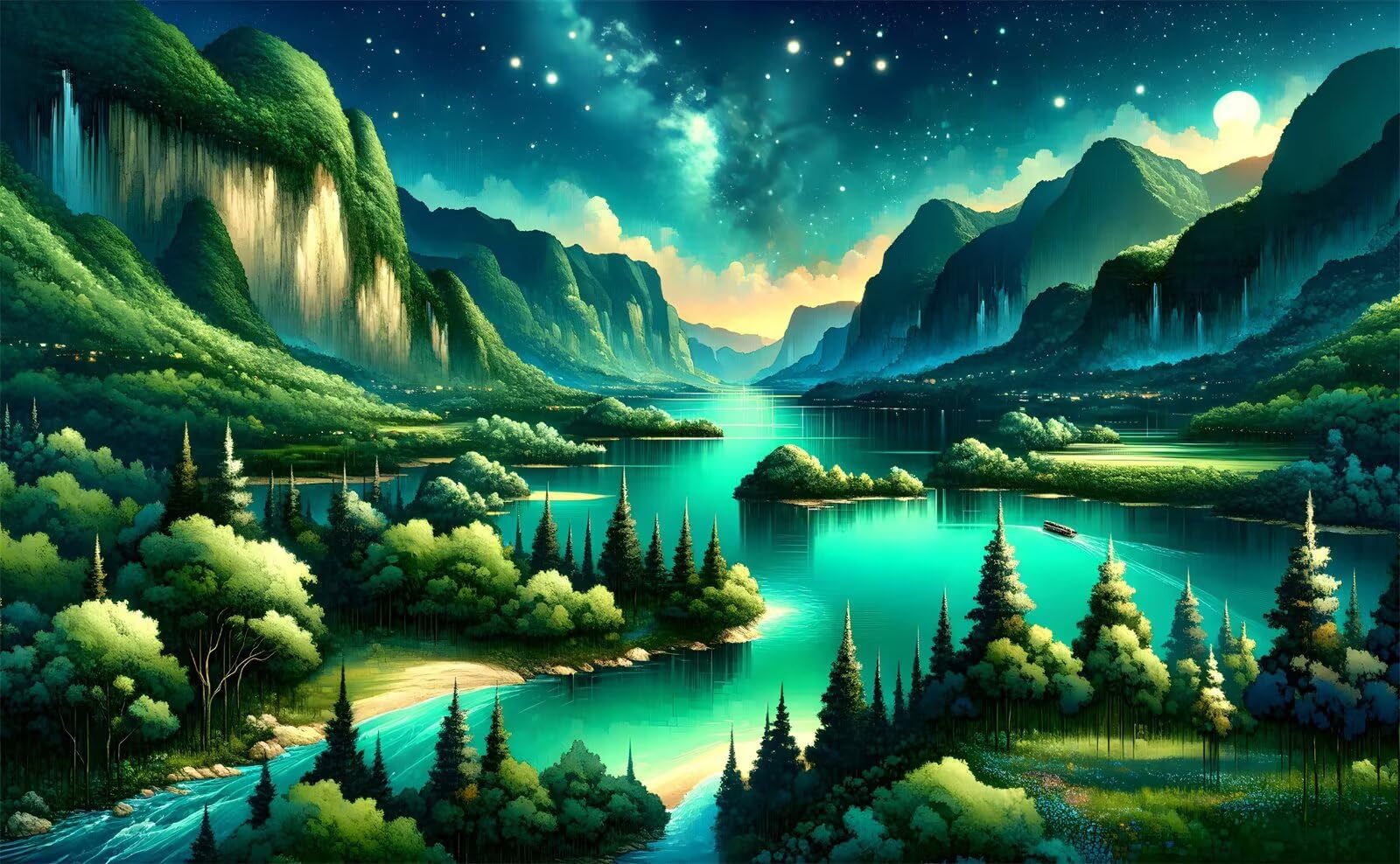 Puzzle 1200 Pezzi per Adulti Fiume Foresta Montagna Gioco Educativo Divertimento Impossible Difficile Puzzle per Adulti 1200 Pezzi 75 x 50 cm