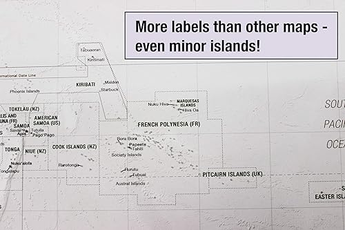 Miniatura 5 de Póster laminado de mapa de odisea del mundo | Mapa de estilo ejecutivo | Incluye las etiquetas de ubicación más legibles | 36 x 24 pulgadas | Se