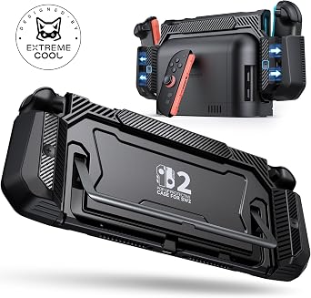 Dockable Case for Nintendo Switch 2,Switch 2 Grip Case with Ergonomic Grip&Pop-up Joy-Con Quick Release,Charging Friendly Protective Cover with 4 Thumb Stick Caps,Hard Shell for Switch 2 Console