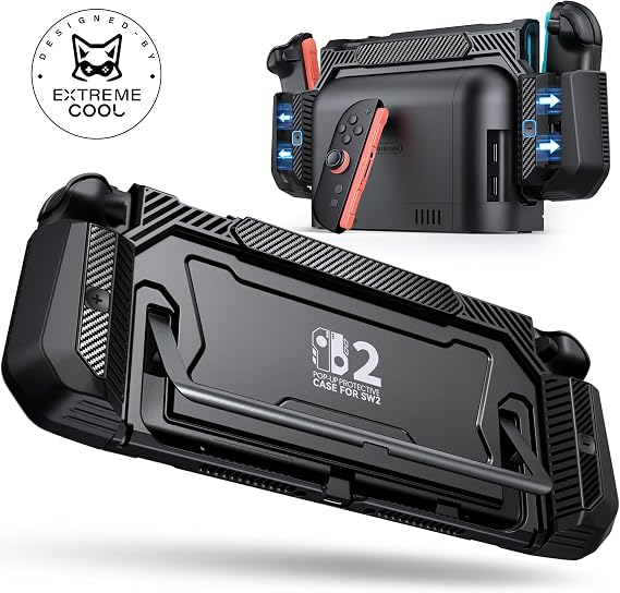 Dockable Case for Nintendo Switch 2,Switch 2 Grip Case with Ergonomic Grip&Pop-up Joy-Con Quick Release,Charging Friendly Protective Cover with 4 Thumb Stick Caps,Hard Shell for Switch 2 Console