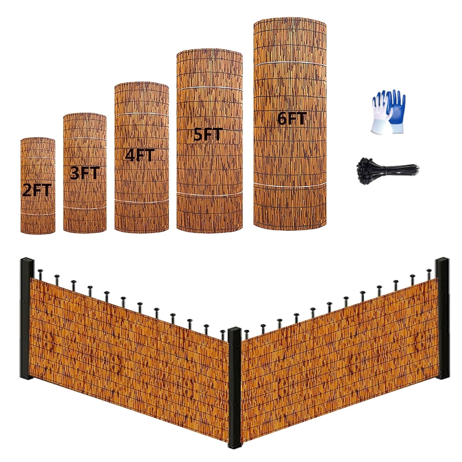 Arellas Bamboo da Esterno Rilegate Cannette Canniccio Giardino, Terrazzo, Balcone, Stuoia Recinzione Decorativa In Canna Bambù, Copri Ringhiera Terrazza 30 60 100 120cm(Marrone,100x450cm)