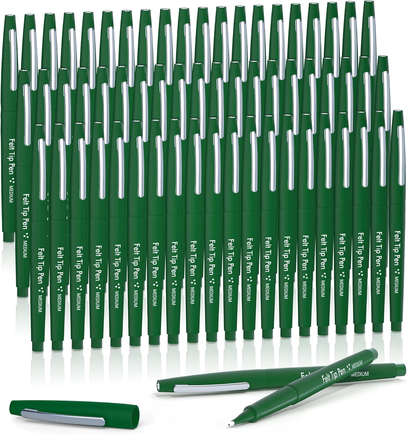 Lelix Felt Tip Pens, 60 Green Pack, 0.7mm Medium Point, Felt Tip Markers Pens for Journaling, Writing, Note Taking, Planner, Perfect for School Office and Art Supplies