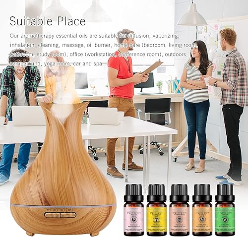 Miniatura 2 de Juego de aceites esenciales orgánicos puros de 5 x 0.3 fl oz, melocotón, piña, fresa, mango, manzana para aromaterapia, sueño, masaje, cuidado de la