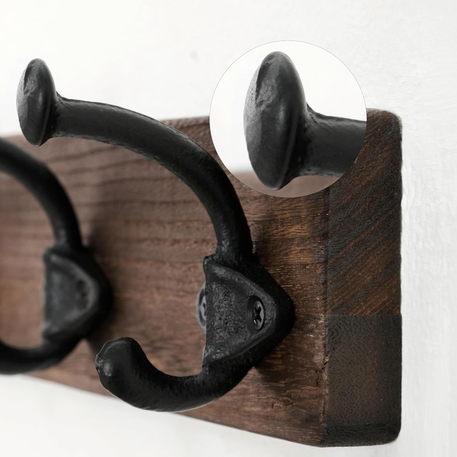 WEBI Rustic Coat Rack Wall Mount,24" Long 6 Cast Iron Coat Hooks Wall Mounted,Heavy Duty Farmhouse Wood Coat Hanger Wall Antique Vintage Hooks for Hanging Jacket,Clothes,Backpack,Weathered Brown