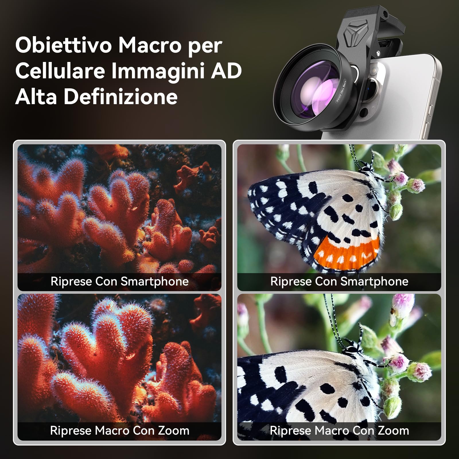 Obiettivo Macro Evil Eye Con Luce Di Riempimento Per Smartphone, Professionale HB100U Aggiornato Per Telefono Con Clip Universale Per Obiettivo, Per Fotografia Macro HD Per Iphone & Android