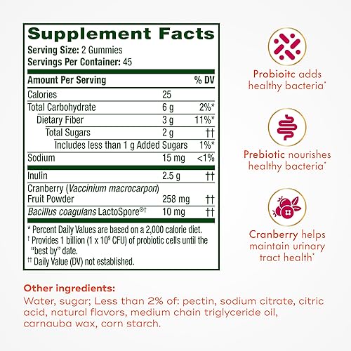 Miniatura 5 de Align Probióticos, gomitas probióticas dualbióticas para mujer, prebióticos y probióticos para mujeres, con arándano para la salud del tracto