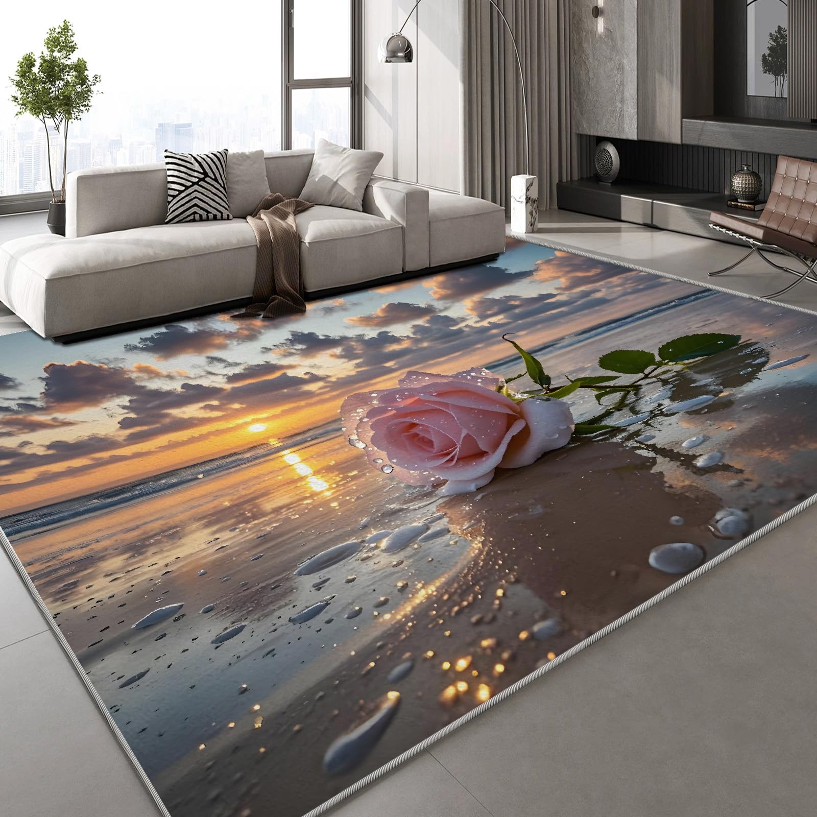 Tapis coucher de soleil impression 3D pour home cinema et appartement lumineux