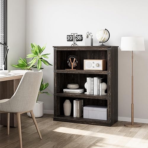 Miniatura 4 de GAOMON Estantería de 3 niveles, estante de libros de granja con estantes abiertos de almacenamiento, estantería baja de 40 pulgadas, estantería de