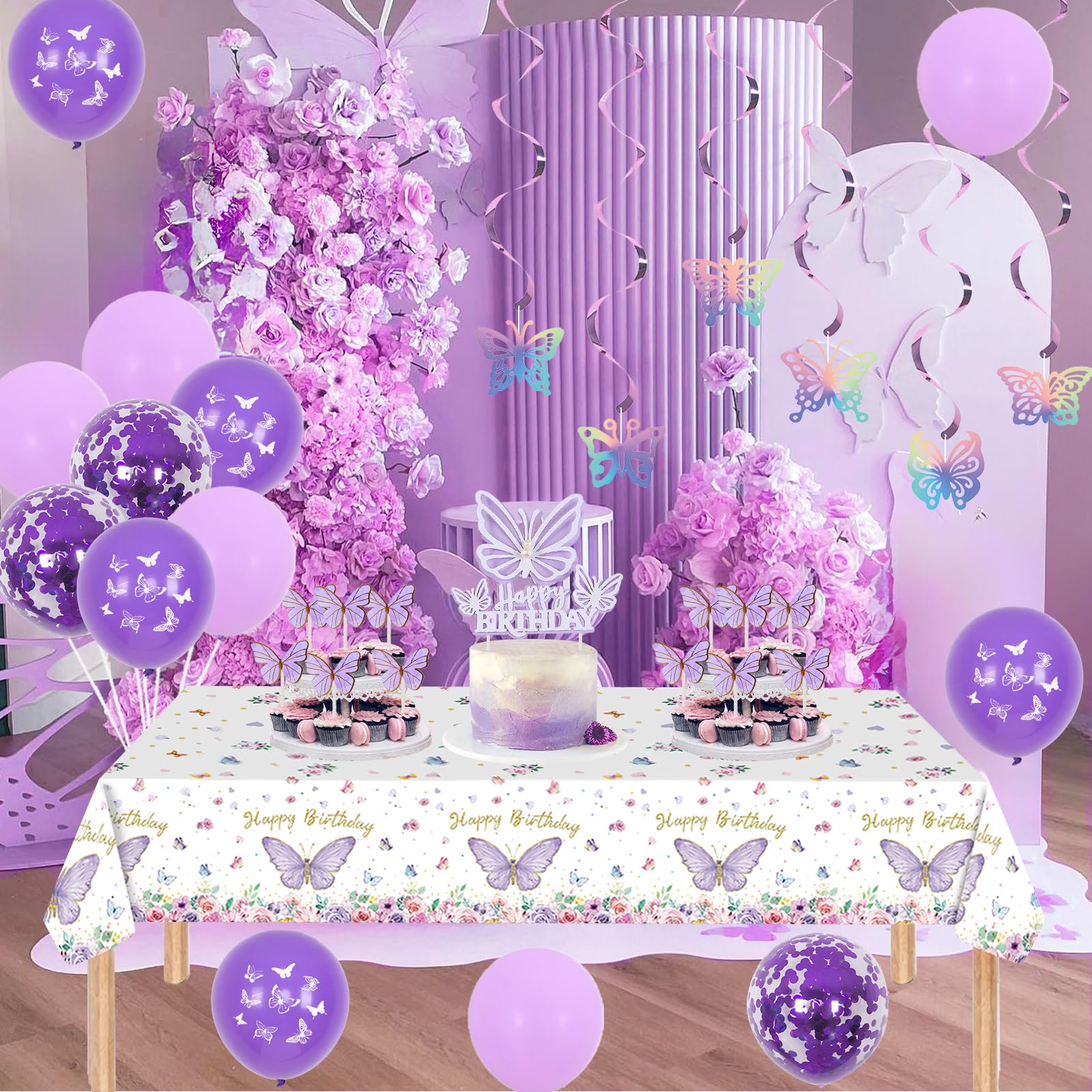 Butterfly Birthday Decorations FEV6 Party Supplies For Girls Women With...