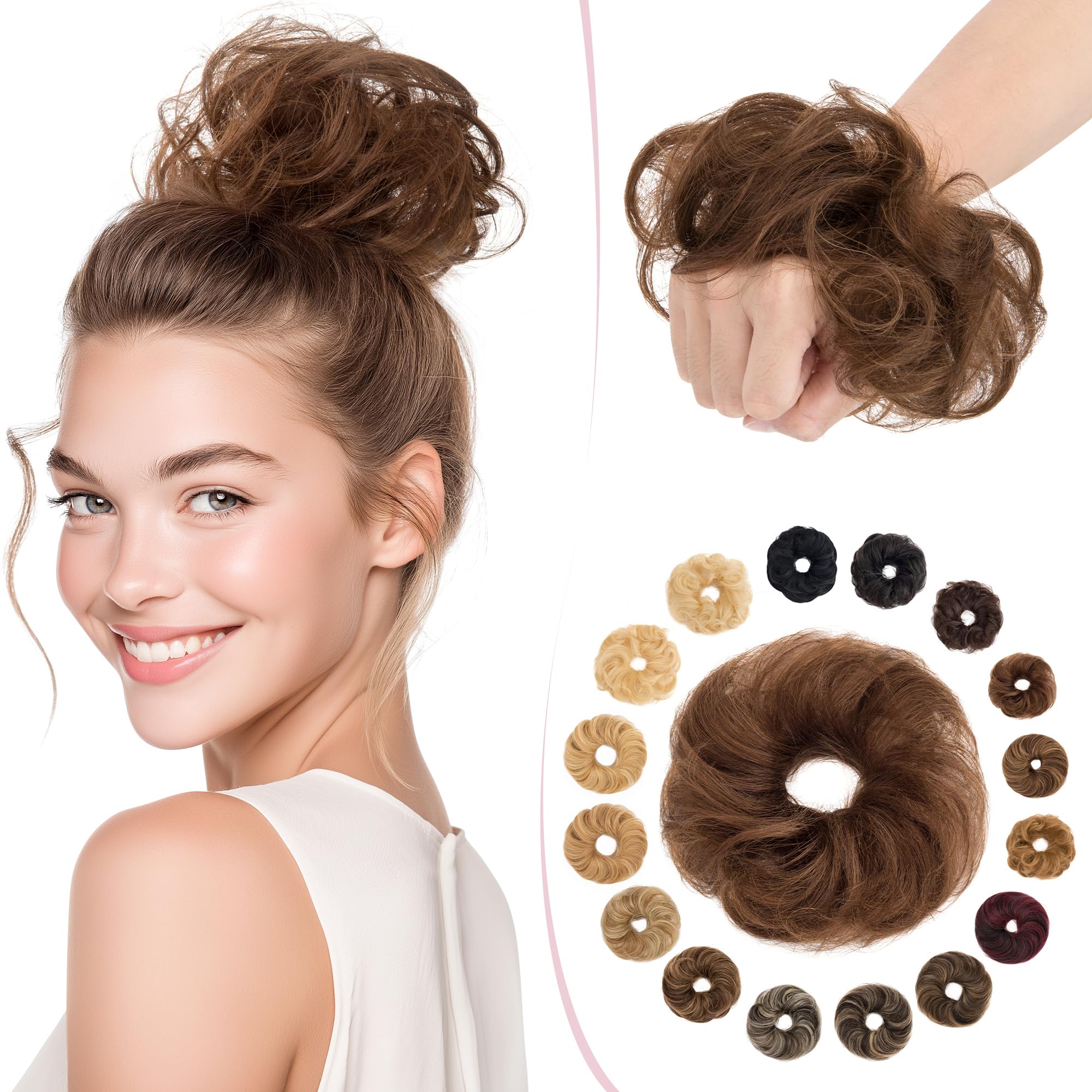 SEGO Pro Haarteil Mit Gummiband Echthaar Dutt Haarteil Echthaar Haargummi Mit Haaren Glatt Hair Messy Bun Hochsteckfrisuren Haarverlängerung für Damen Mädchen