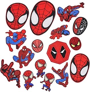 Iron on Patches,20 Pieces Spider-Man Embroidered Applique Patches,Sew on Repair Patches Fabric Repair Patches for Kids Adult Clothes Jeans Jackets Hats Shoes Backpacks