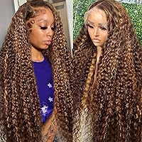 Vista 18 de Pelucas frontales de encaje 13x6 de cabello humano rizado profundo pre-desplumadas, peluca frontal de encaje de ondas profundas, pelucas húmedas