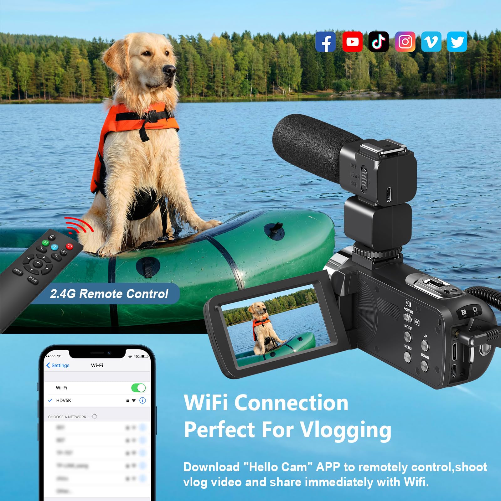 Digital Camera 8k Camera THPACIP 5K Video Camera Camcorder 64MP