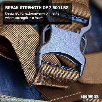 Strapworks Black Military Spec Flat Nylon Webbing MilSpec 4088 Strap for Slings, Backpack Straps, Tactical Projects, 1.25 Inches x 10 Yards