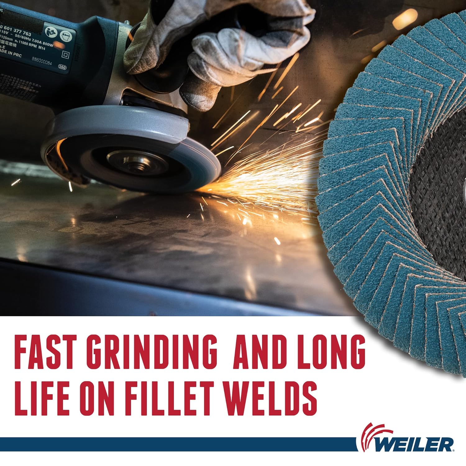 Weiler 51309 5" Tiger Angled Flap Disc, Cloth Backing, Zirconia Alumina 40Z Grit, 5" Diameter (Pack of 10)