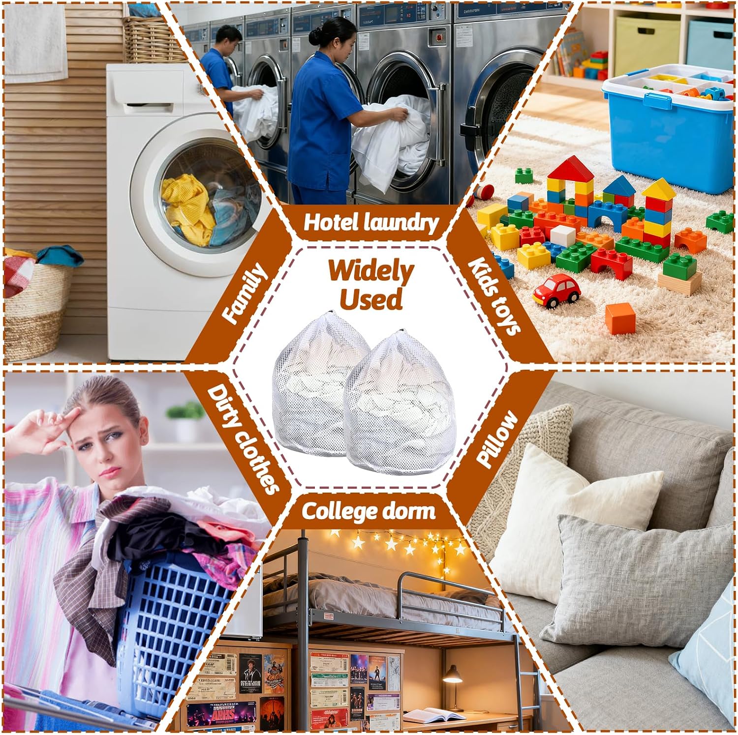 20 Pcs Mesh Laundry Bags Bulk with Drawstring 20 x 24'' White Heavy Duty Mesh Bag Machine Washable Sturdy Large Net Laundry Wash Bag for Dormitory College Apartment Travelling Camping