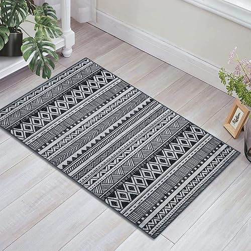 Miniatura 9 de Zacoo Alfombra bohemia de 4 x 6 pies, lavable a máquina, marroquí, para dormitorio, sala de estar, alfombra bohemia suave y antideslizante para