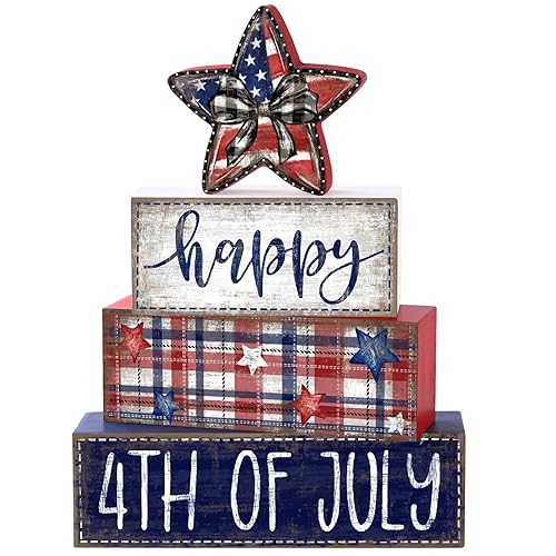DIYDEC 4Pcs Memorial Day Table Decor 4th of July Patriotic