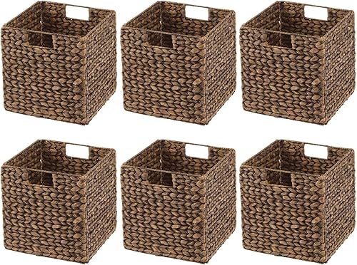 Miniatura 9 de mDesign Cesta organizadora de cubo de jacinto tejido natural con asas, almacenamiento para baño, estante de lavandería o cuarto de bebé, perfecta