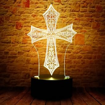 Christ Jesus Cross 3D LED Bedroom Decor Sleep Table Lamp