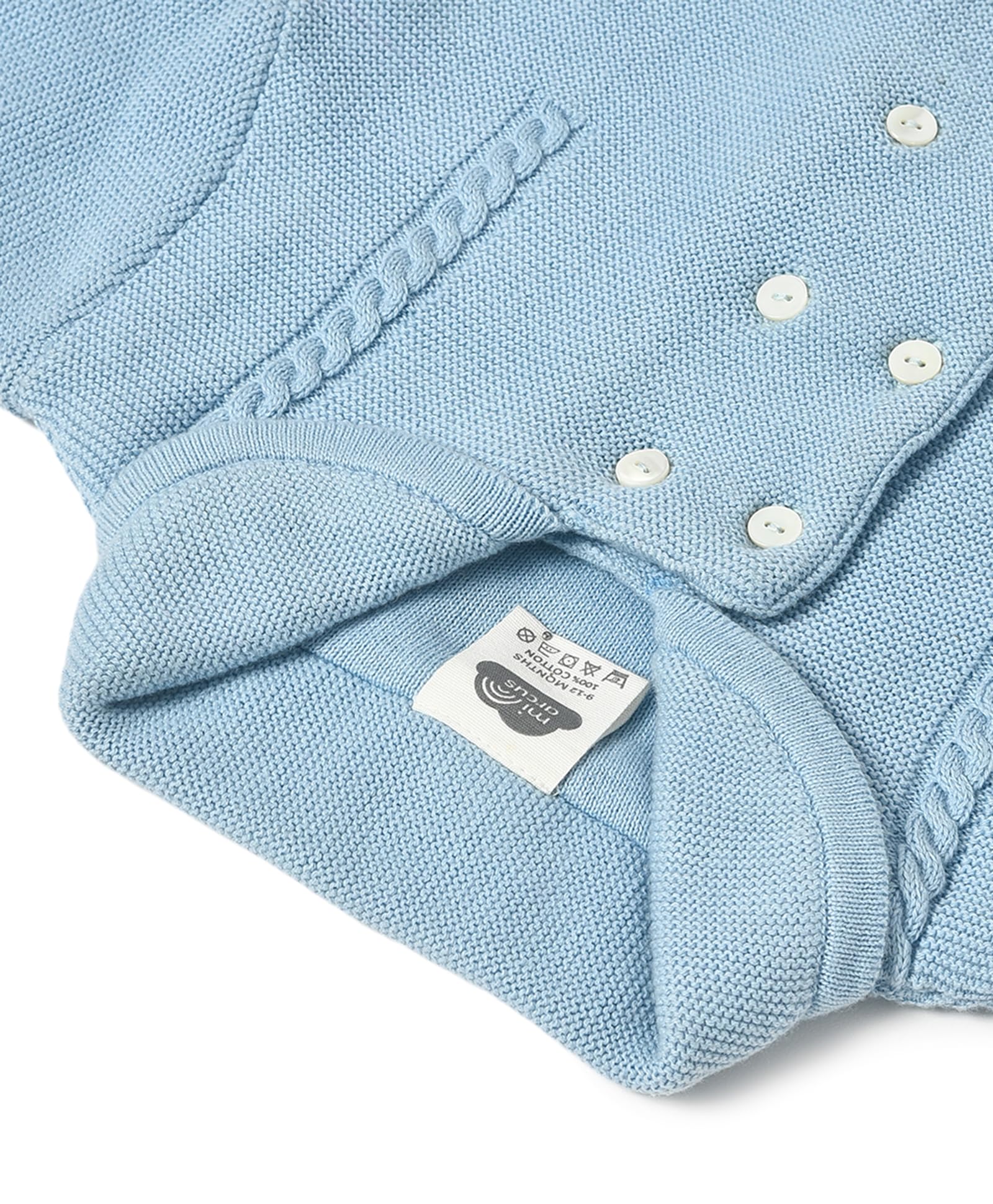 Mi Arcus Solid Sky Blue Double-Breasted Pea Coat for 3-4 Years Baby Girl Boy Kids Infants Toddlers - Image 6 thumbnail
