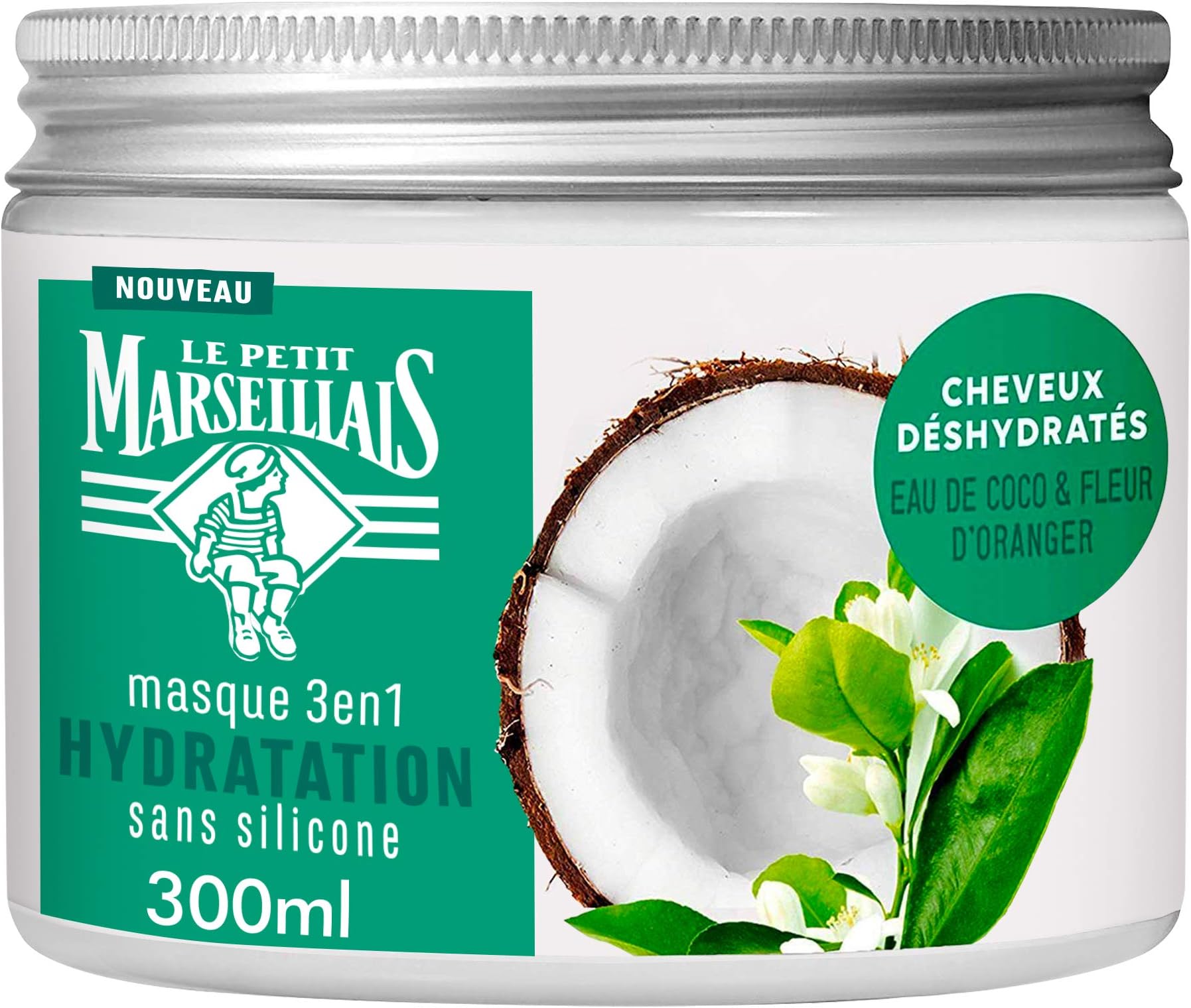 Le Petit MarseillaisMoisturising Mask for Dry and Damaged Hair, Orange Blossom Coconut Water 300 ml