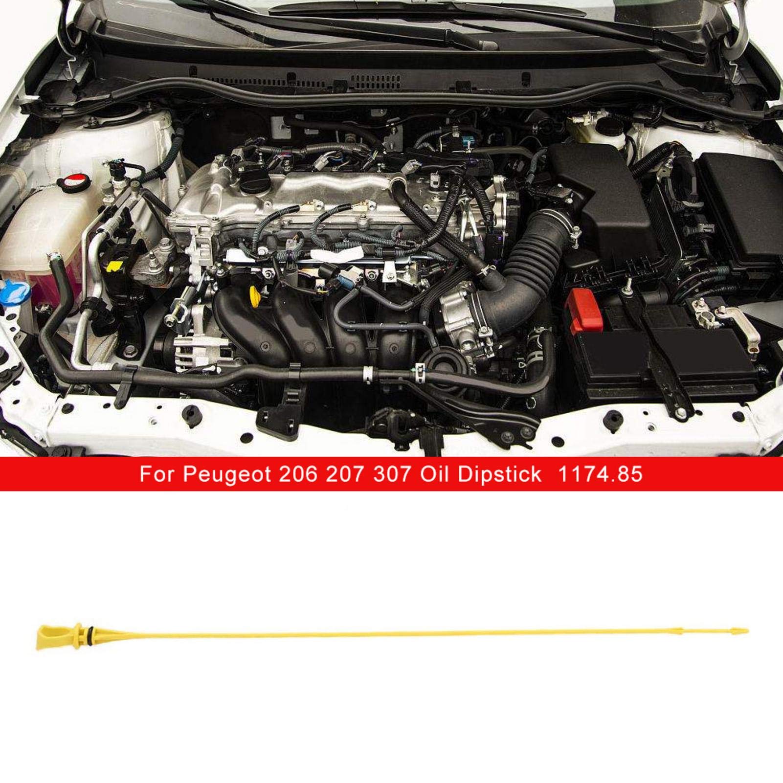 Asta Livello Olio Motore 53,4 Cm Per Peugeot 206/307 E Citroën C2/C3 1.4 HDi – Sostituzione OEM 1174.85, Gialla