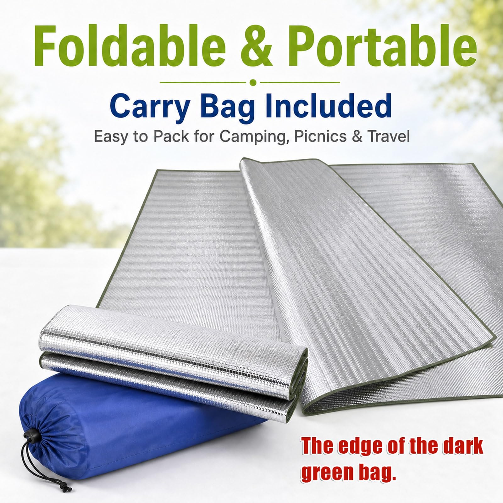 Estera De Camping Térmica Aislante,Esterilla Aislante De Aluminio Esterilla Camping,Mantas de Picnic Impermeable,Esterilla de Dormir Plegable para Camping,para Picnics y Camping