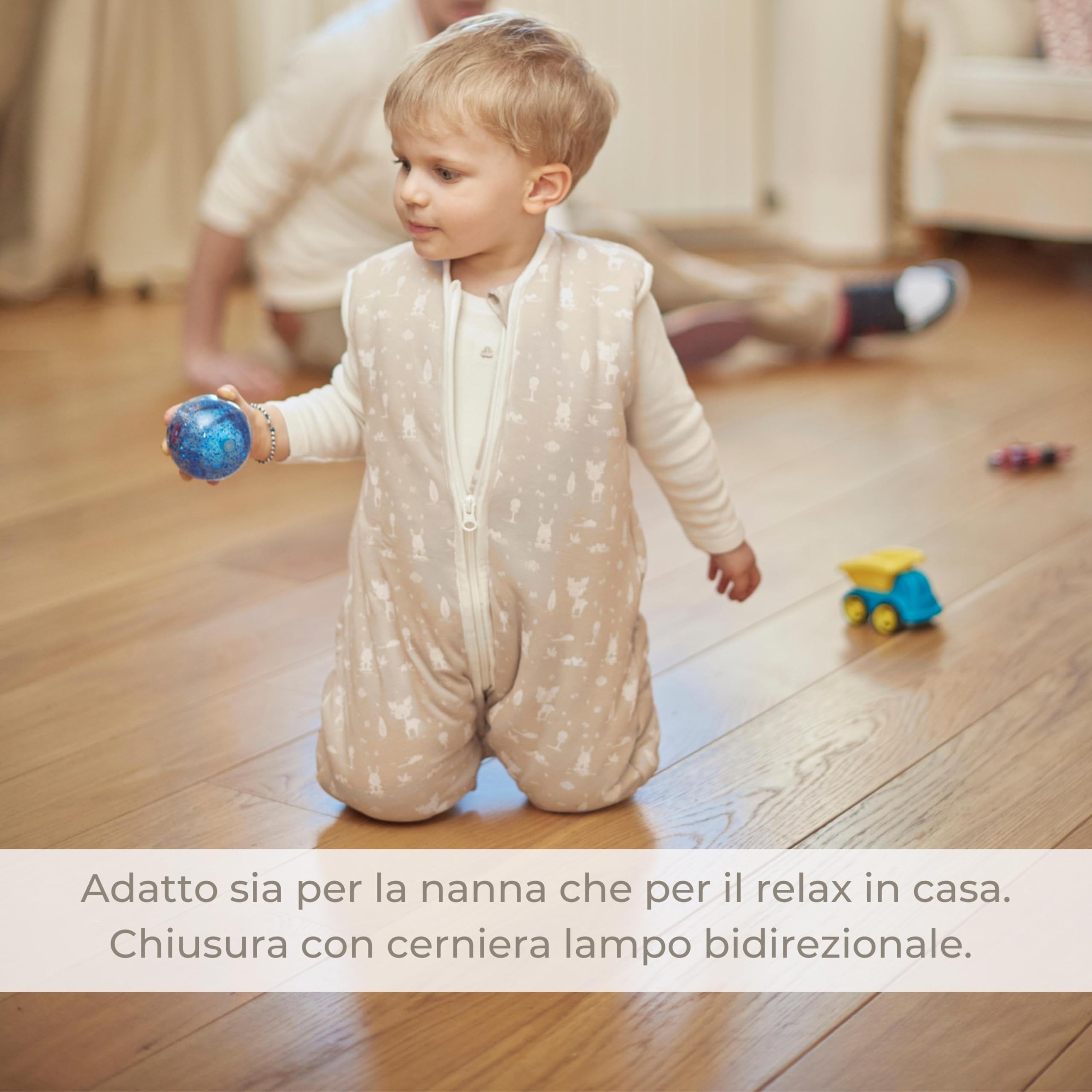 MOOVO by Nuvita 90250 | Sacco Nanna con Piedini e Calzini Antiscivolo Pieghevoli, in Cotone Biologico, certificato OEKO TEX, TOG 2.5