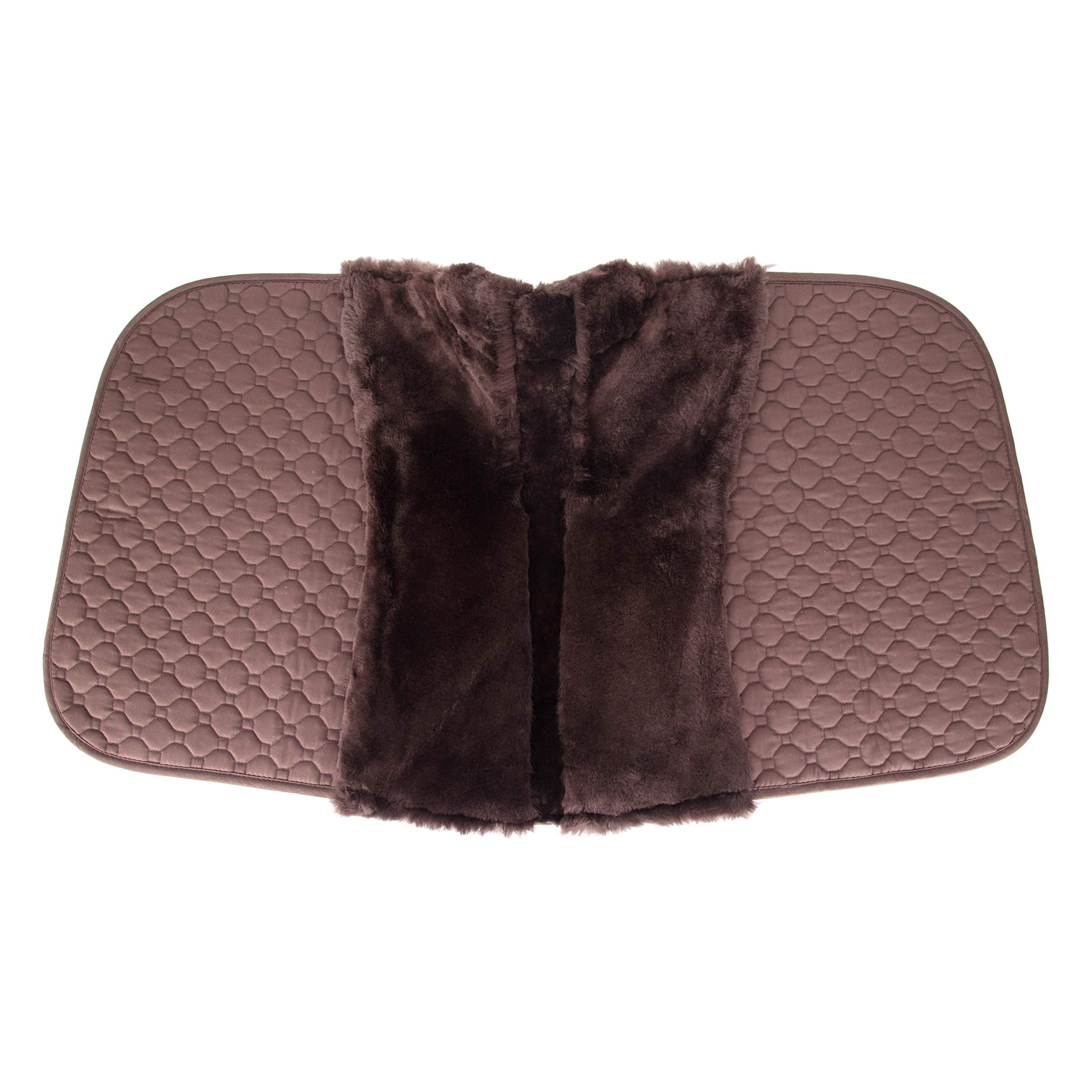 Manta de piel de cordero auténtica para silla de montar de lana de cordero, para eventos de doma y primavera con lana de cordero y algodón acolchado (Doma marrón con lana de cordero marrón)
