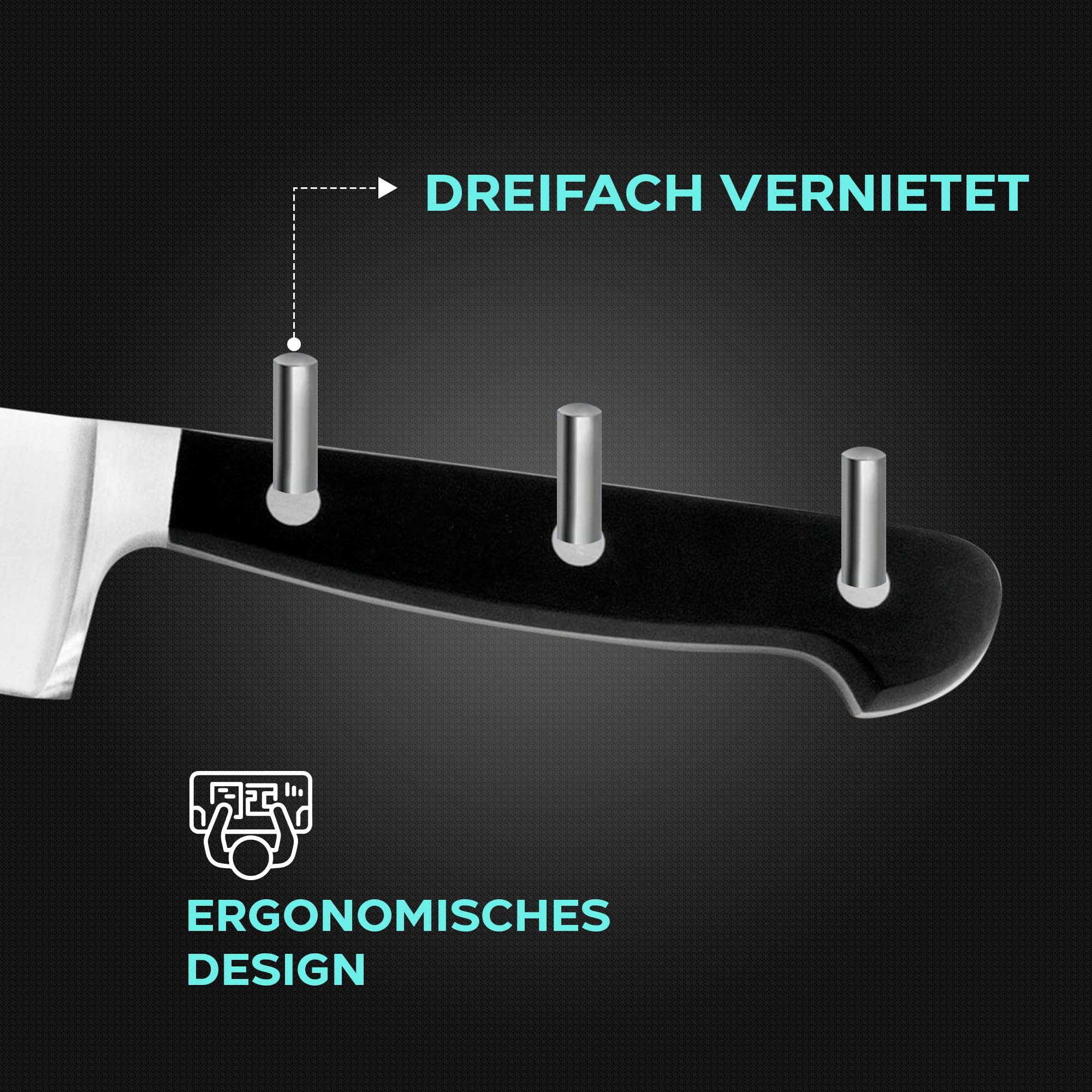 EIKASO Solingen Schinkenmesser geschmiedet 18cm Klinge aus Molybdänstahl 1.4116 Profi Küchenmesser Schlachtermesser Fleischmesser ergonomischer Griff…