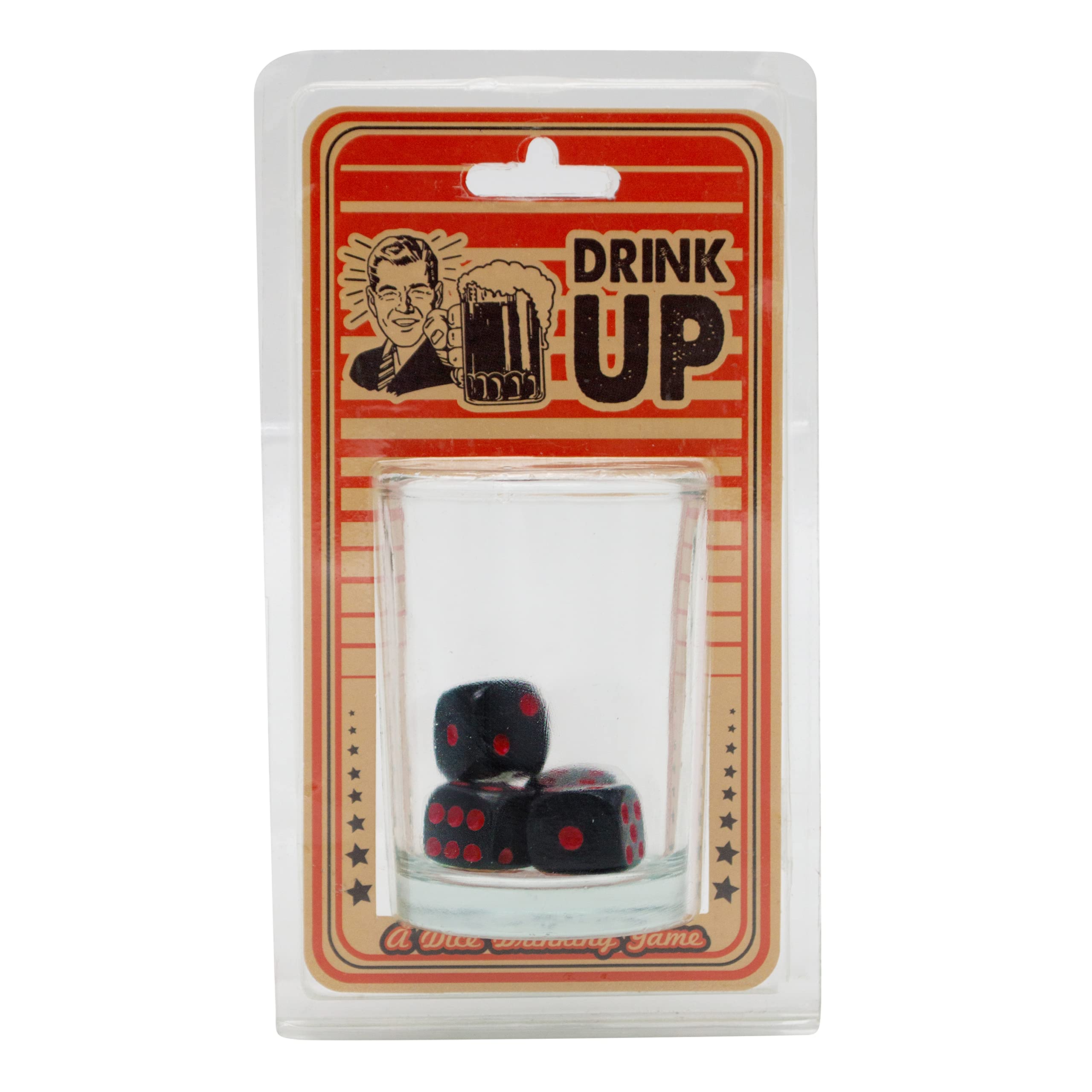 TMD Retail Drink Up - Adult Drinking Party Dice Game - Includes 4 oz Glass and 4 Dice - Great for Any Event!