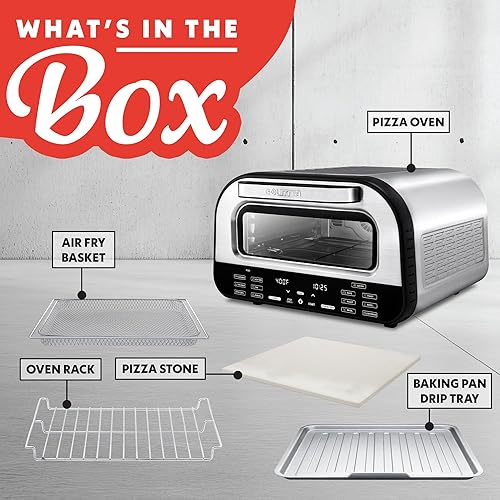 Vista 6 de Gourmia Indoor Pizza Oven Air Fryer Toaster – 1800W Countertop Multi-Cooker with Pizza Stone, Digital Controls & 6 Presets, Stainless Steel