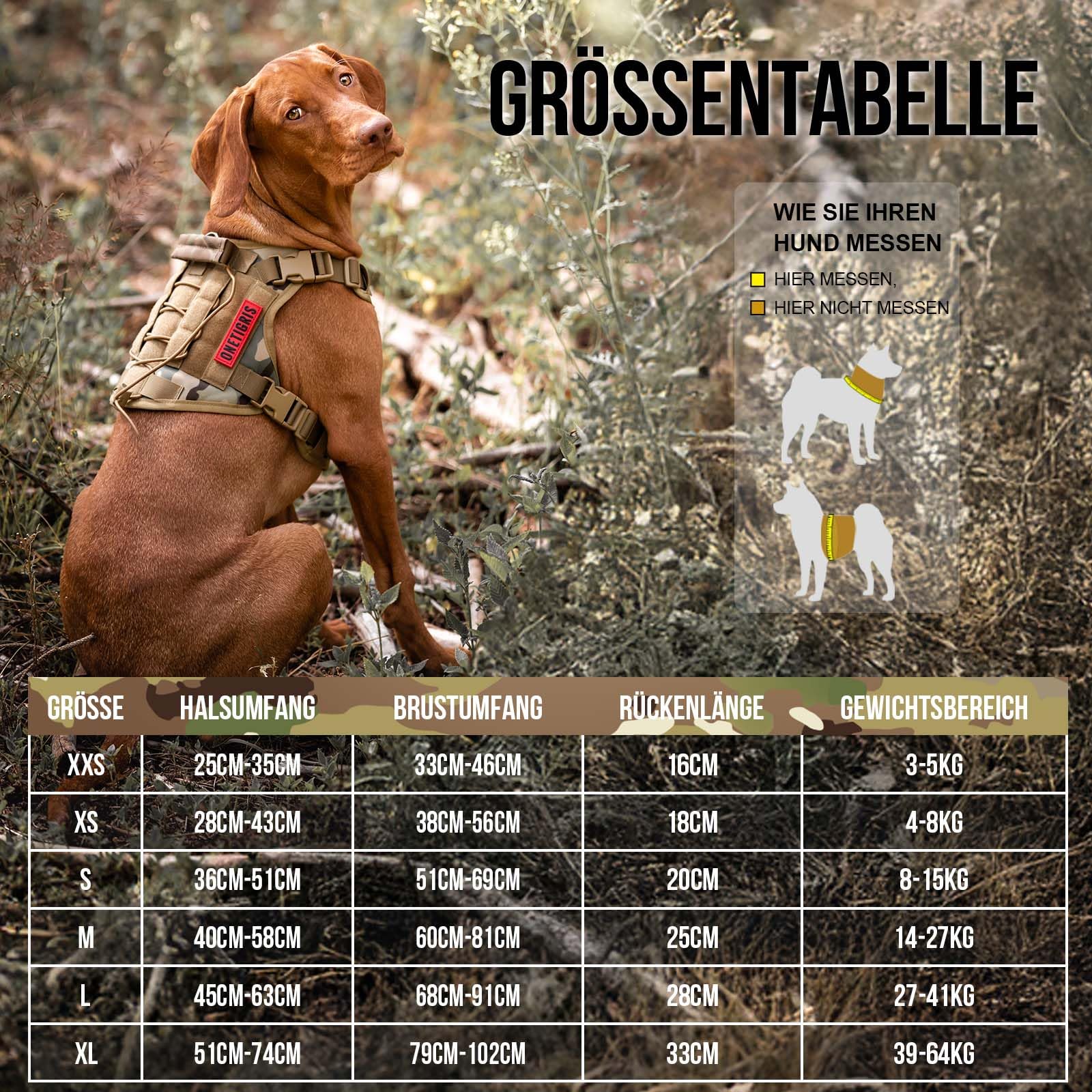 OneTigris Arnés para Perros Grandes, Fire Watcher arnés táctico con Asas y Anillo en D, no Tira, Ajustable, arnés de Pecho para Caminar y Entrenar (L, Multicolor)