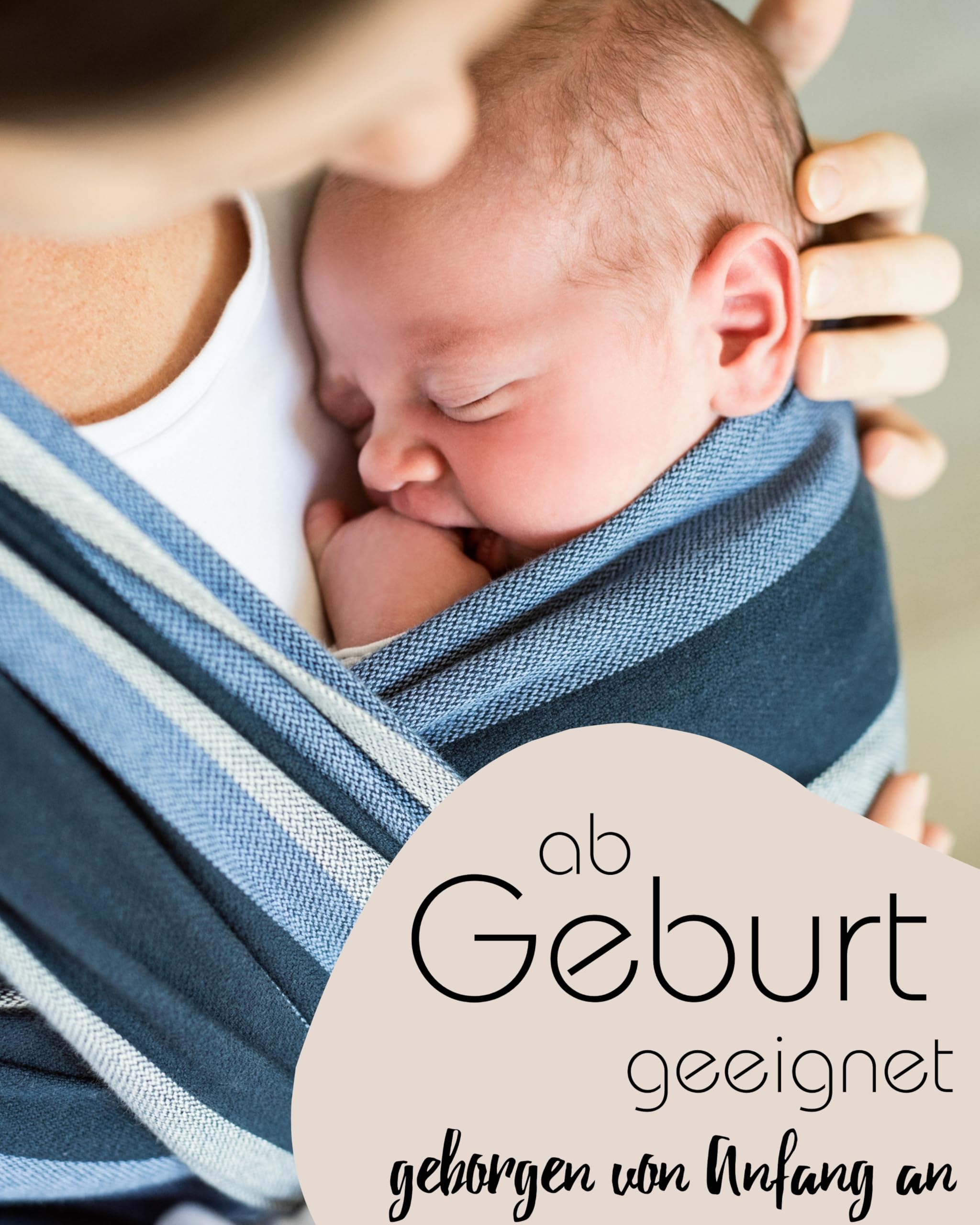 Hoppediz Tragetuch Baby – gewebtes Babytragetuch aus Baumwolle – für Neugeborene ab Geburt bis Kleinkind – Elba 5,40 m - 3