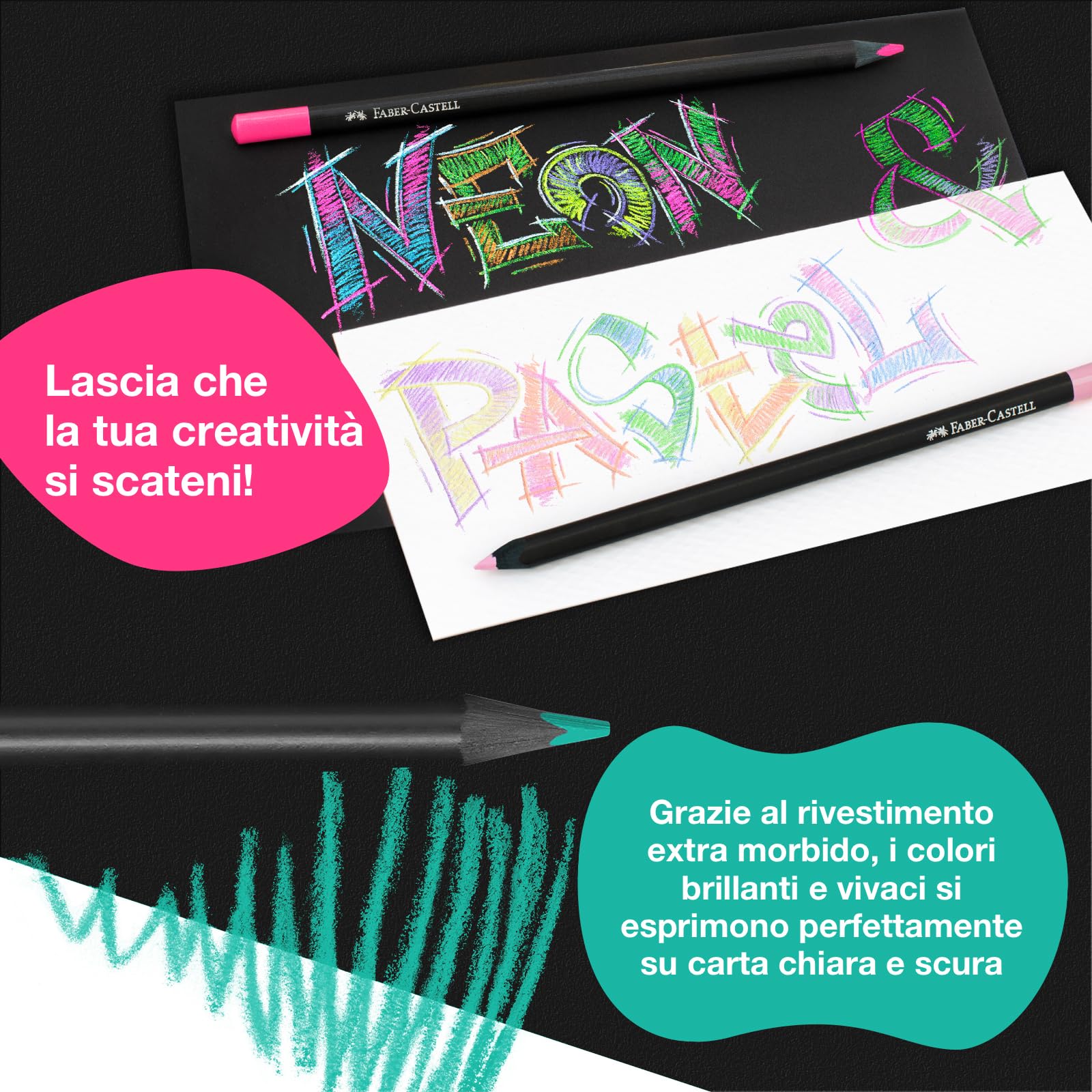Faber-Castell Black Edition 36 Matite Colorate, Astuccio in Metallo, Resistenti, Impugnatura Ergonomica