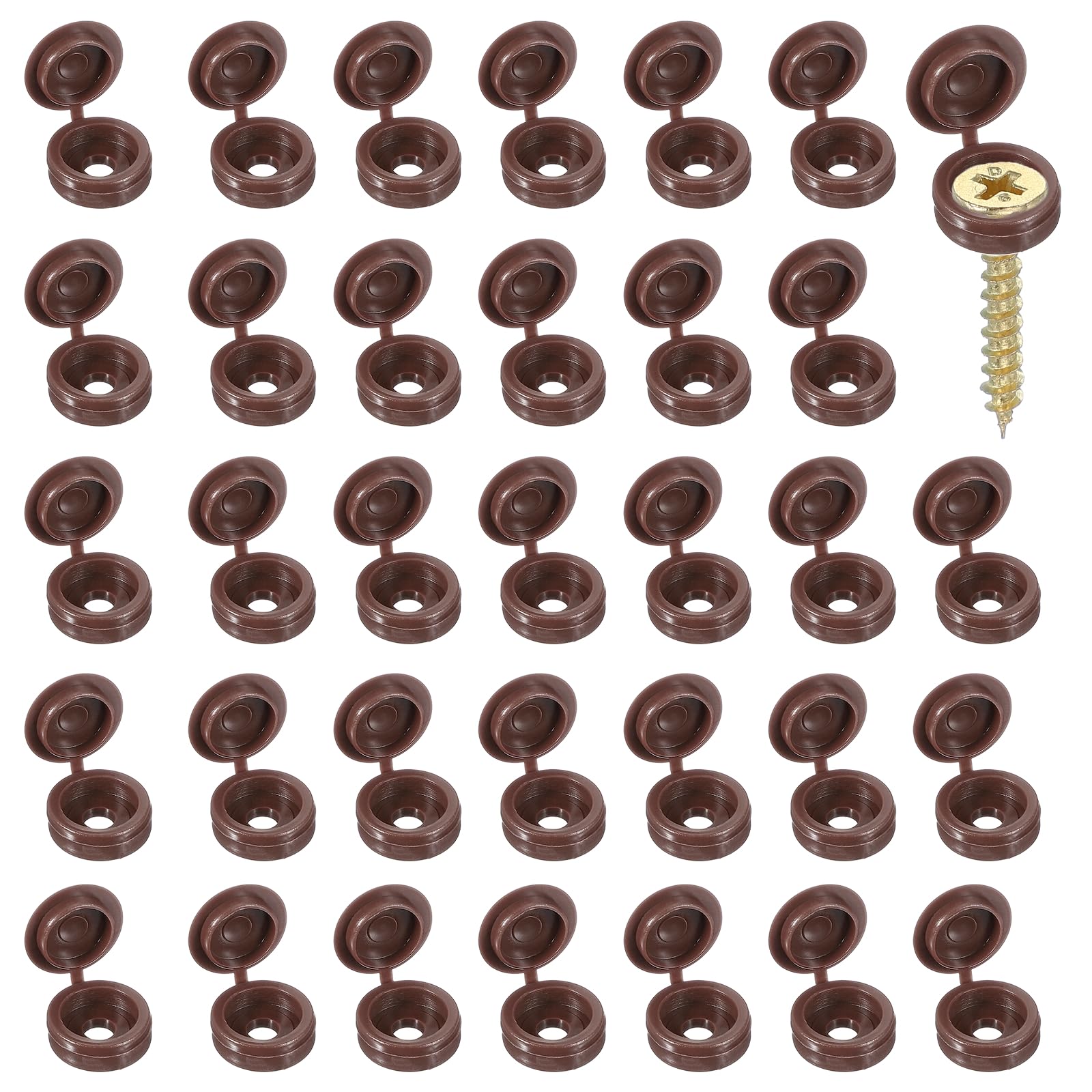 YELARXI Screw Snap Covers, Plastic Hinged Screw Cover Caps Shutter Screws Fold Snap Washer- Fitting for (Windows - Railings - Home Furniture - Cabinets) 4 mm & 200 Pack & Dark Coffee