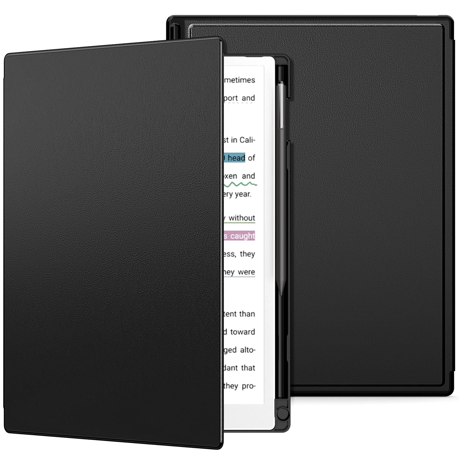 MoKo case for Remarkable Paper Pro 2024 11.8", Lightweight and Hard Back Shell Protective Case with Built-in Pen Holder, Auto Sleep/Wake for Remarkable Pro 11.8", Black