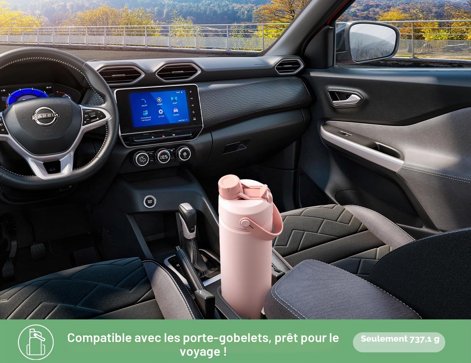 POWCAN Bouteille d'eau isotherme de 760 ml avec paille 2 en 1 et couvercle à bec verseur, garde au froid 24 h, anti-fuite, sans BPA, bouteille d'eau à double paroi en acier inoxydable pour sport, gym,