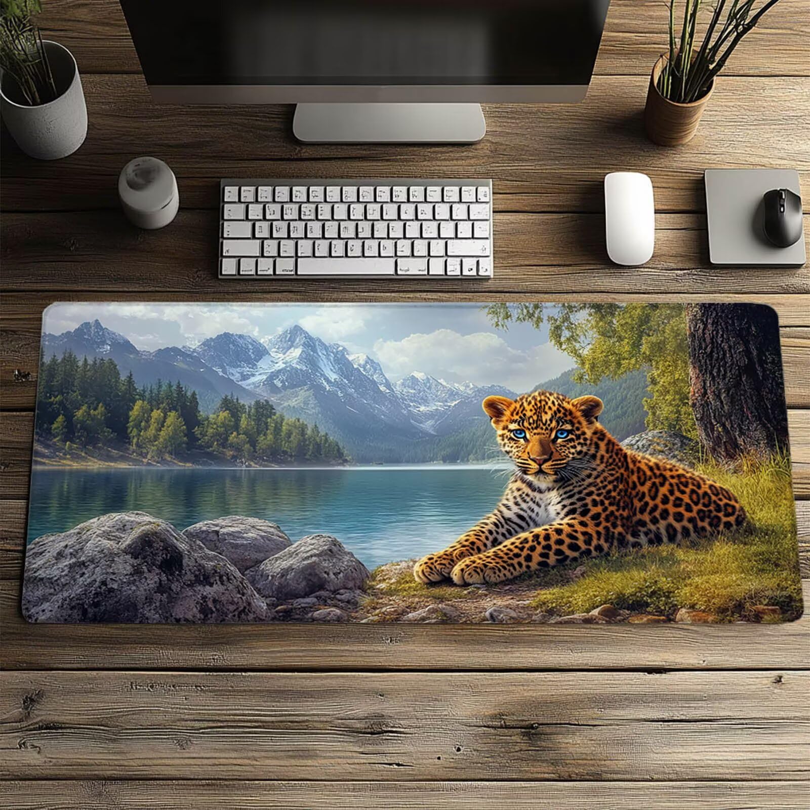 Wodoodporna podkładka pod mysz w panterkę xxl 1000 x 500 x 3 MM podkładka pod mysz zwierzęcą podkładka do gier zszyte krawędzie poprawiają precyzję i szybkość do dekoracji domu biura prezent model3919