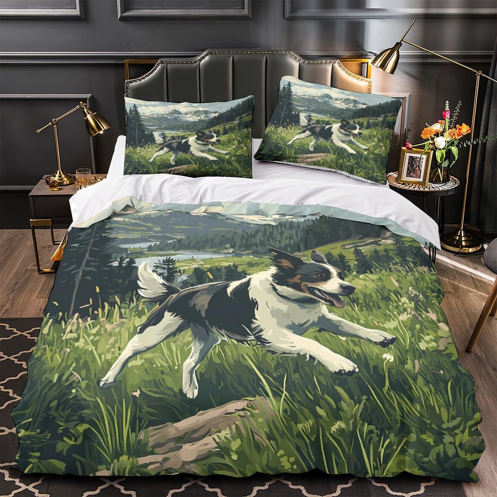 Housse de couette portrait de chien 260x220 en microfibre artistique
