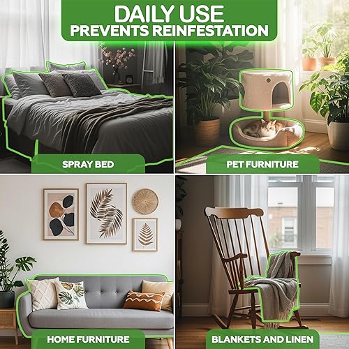 Miniatura 5 de Spray para pulgas y garrapatas para gatos y el hogar, mata por contacto a base de plantas sin olor, seguro para gatos, no mancha, espray de chinches