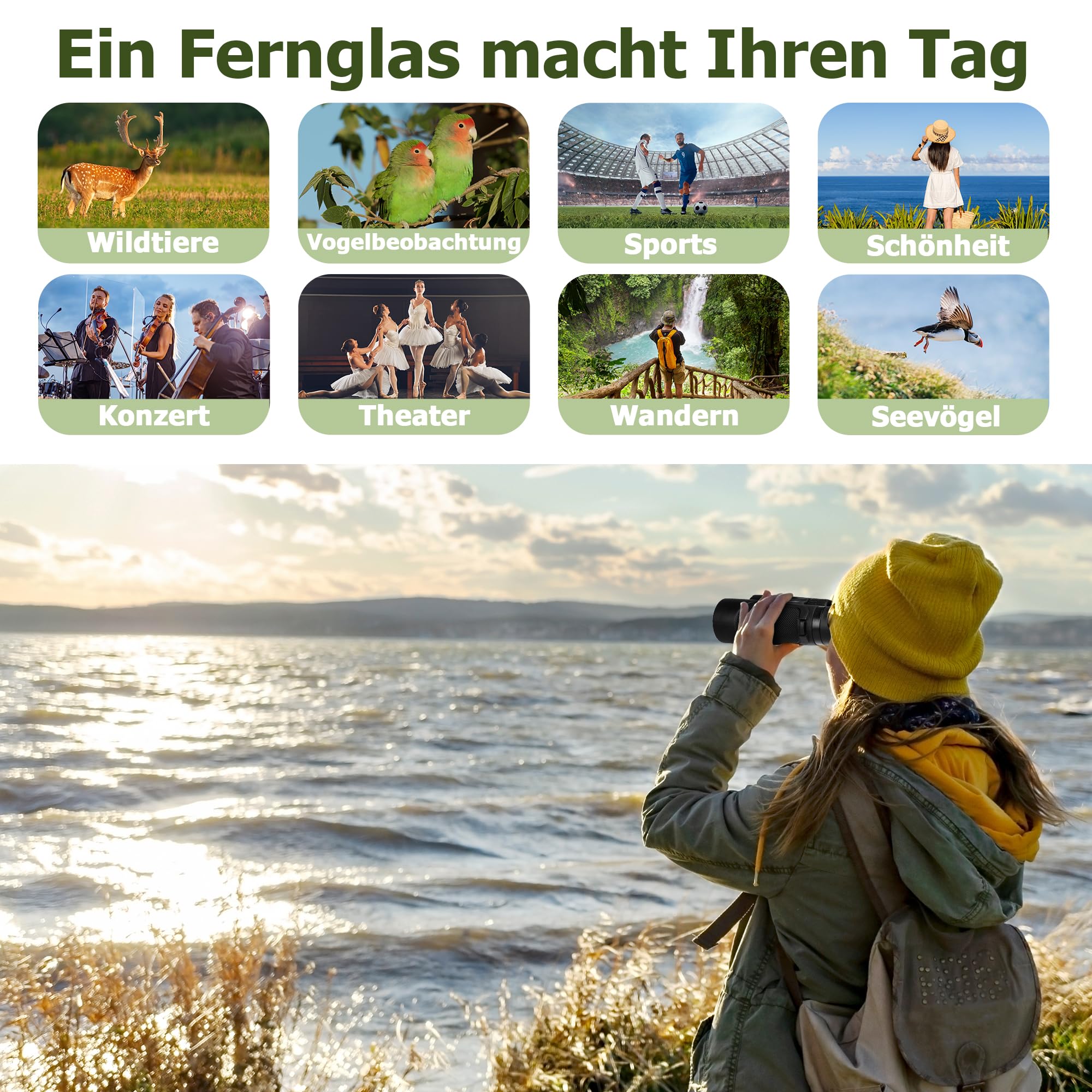 25X60 Fernglas Erwachsene FMC-Linse - Black