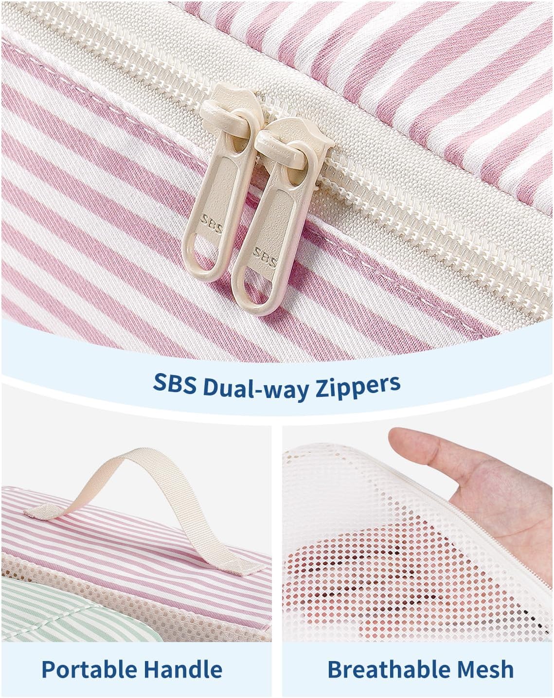 Narwey 7 Set Striped Packing Cubes for Travel Carry on Suitcase Luggage Organizer Bags for Kids Women Men, Durable Packing Organizers Bag, Travel Essentials Accessories (Stripe Combined) - Image 4