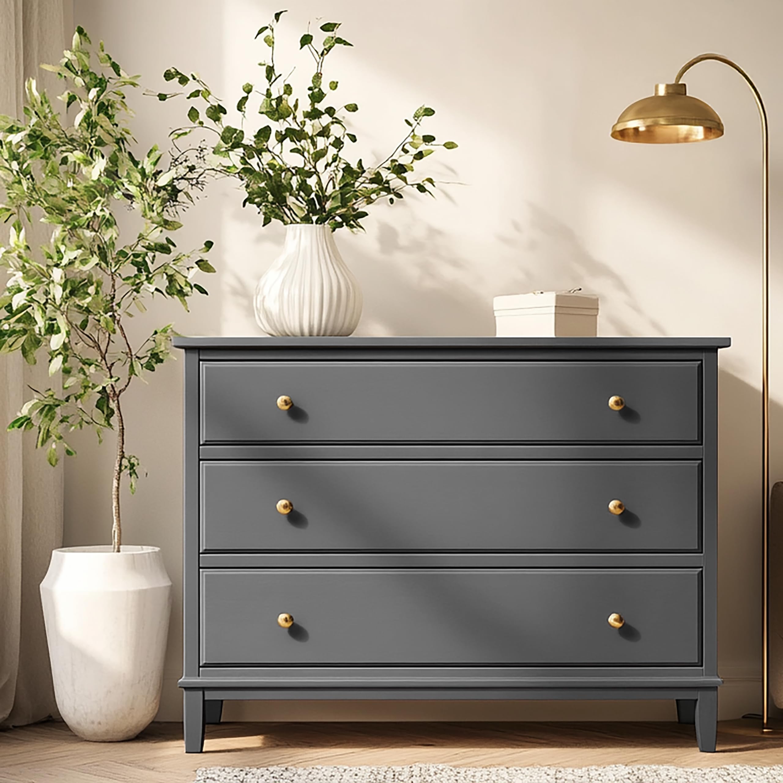 dark grey chalk paint dresser Creative Deco Charcoal 1000 ml | Matt and Washable dark grey painted dresser