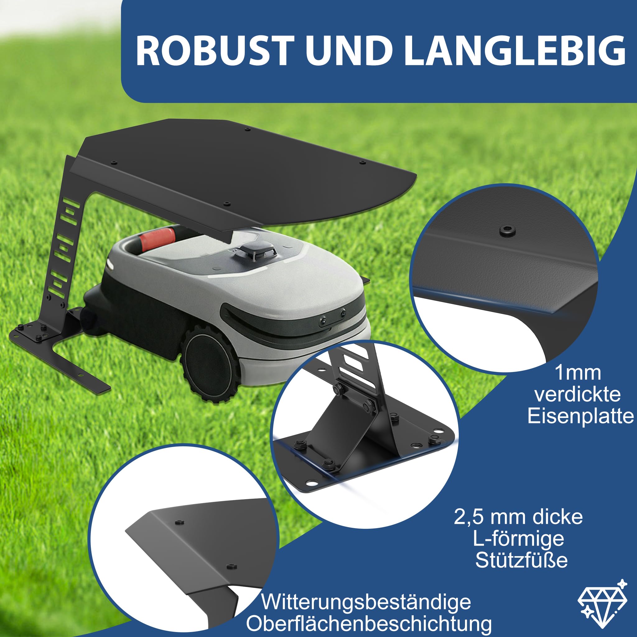 Aufun Garage de protection pour robot tondeuse à gazon, toit pour tondeuse à gazon, auvent | Garage pour robot tondeuse à gazon | Garage pour jardin résistant aux intempéries + protection UV – Noir
