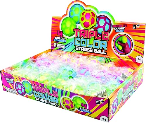 Miniatura 5 de Raymond Geddes Triple Color Stress Ball (Pack of 24) - Squeeze Ball Toy with 4 Different Color Combos - Cute Squishy Toys